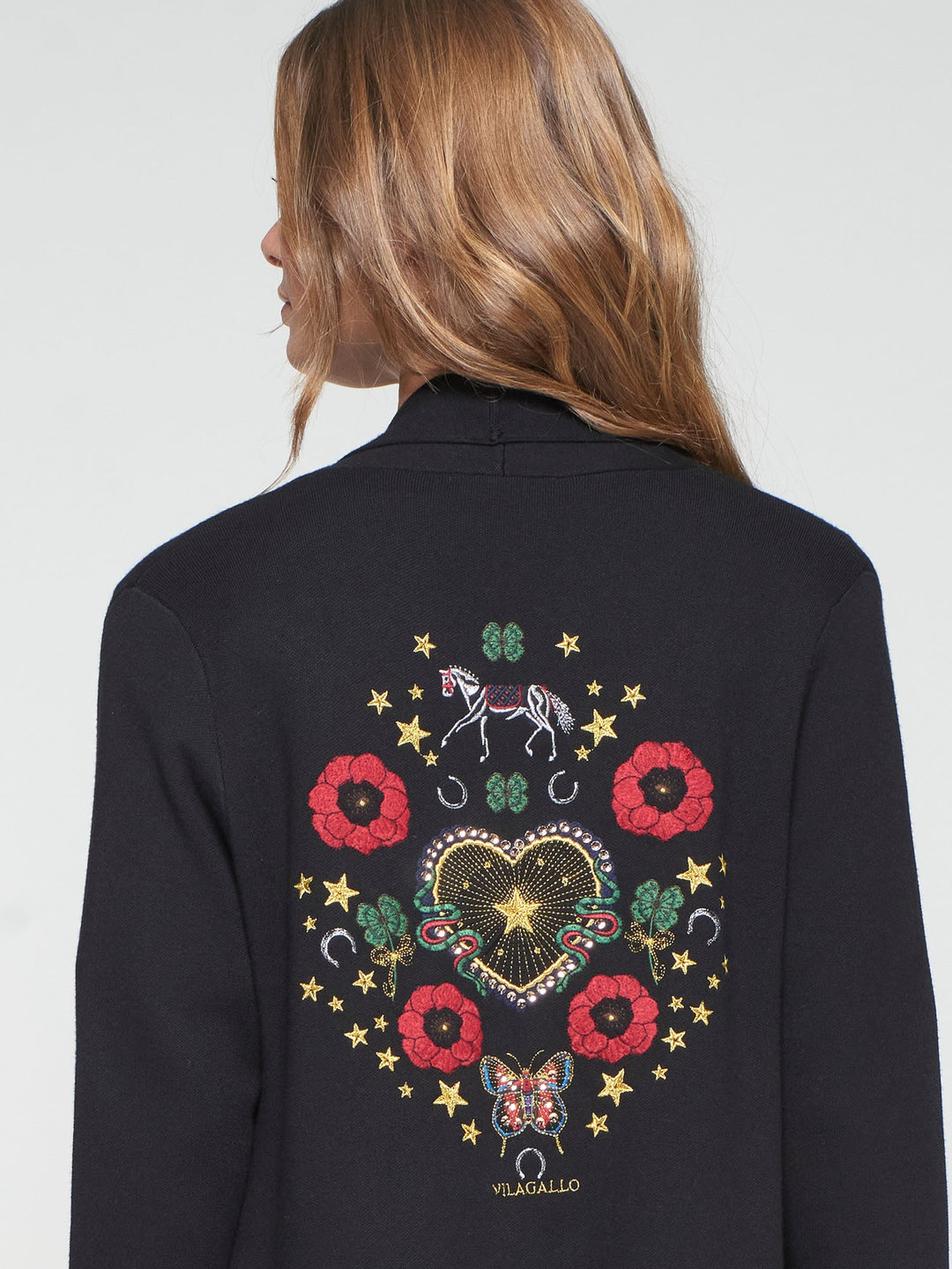 KNIT FRINGE CARDIGAN (BLACK) - VILAGALLO