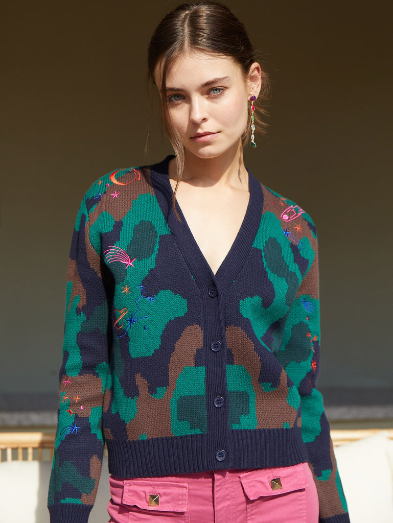 CAMO EMBROIDERED CARDIGAN - VILAGALLO