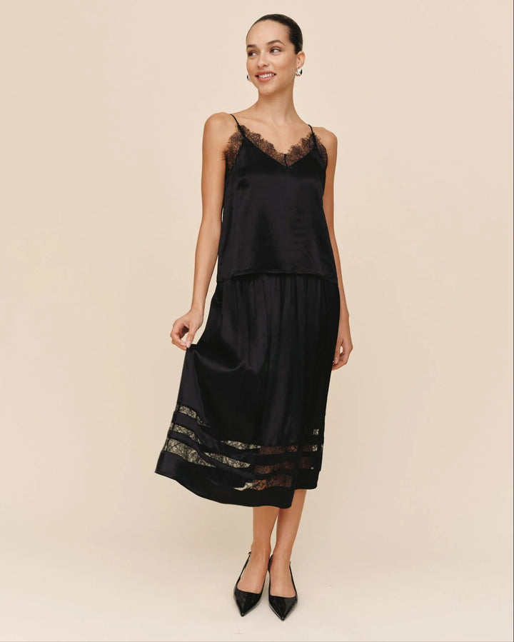 LACE TRIM CAMISOLE (BLACK) - BELLA DAHL