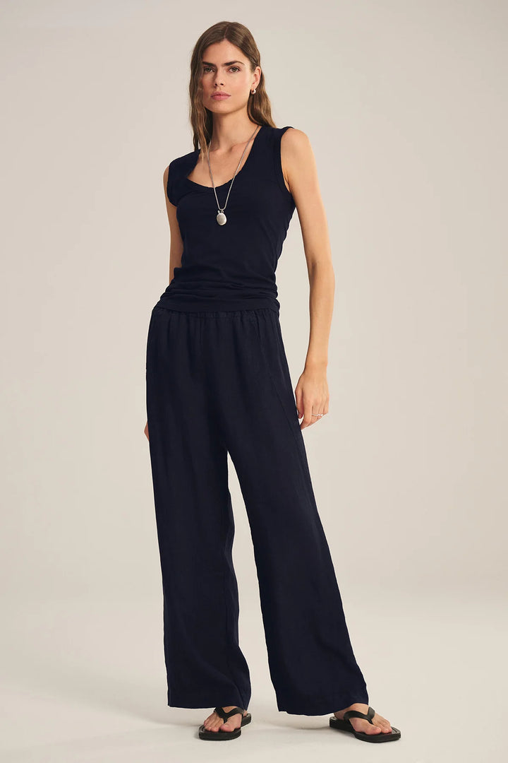 LOLA WOVEN LINEN PANT (SHADOW) - VELVET