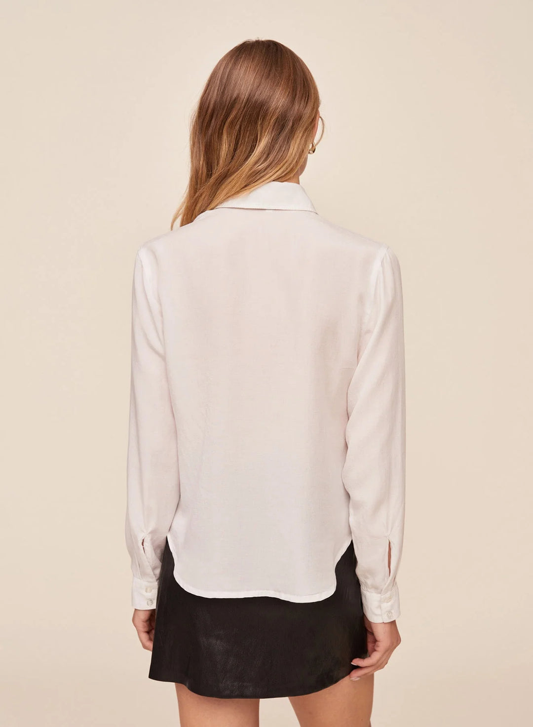 LONG SLEEVE SHIRT W/ NECK TIE (WHITE) - BELLA DAHL