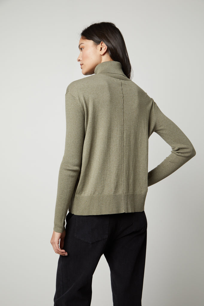 SALLY COTTON CASHMERE LIGHTWEIGHT SWEATER (OLIVE) - VELVET