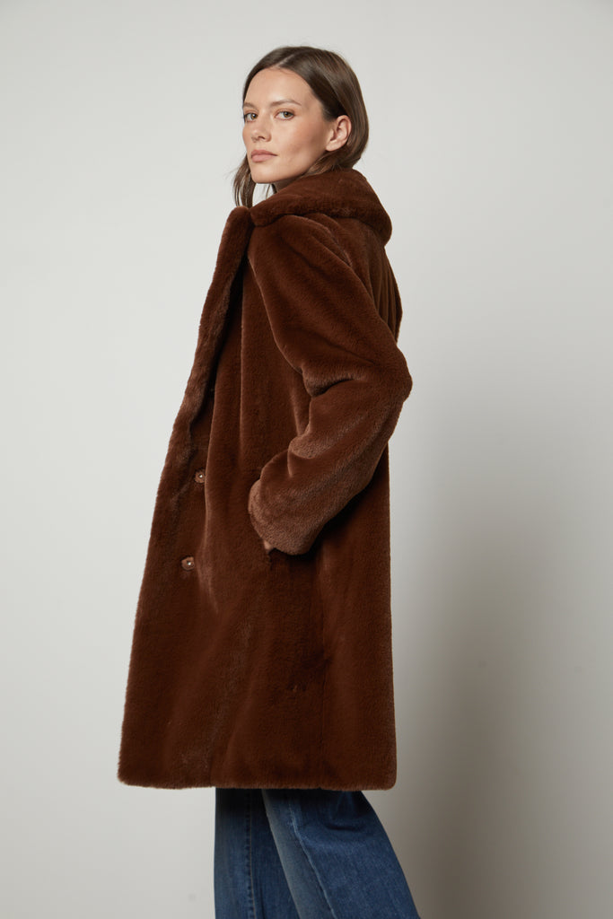 EVALYN FAUX FUR COAT - VELVET