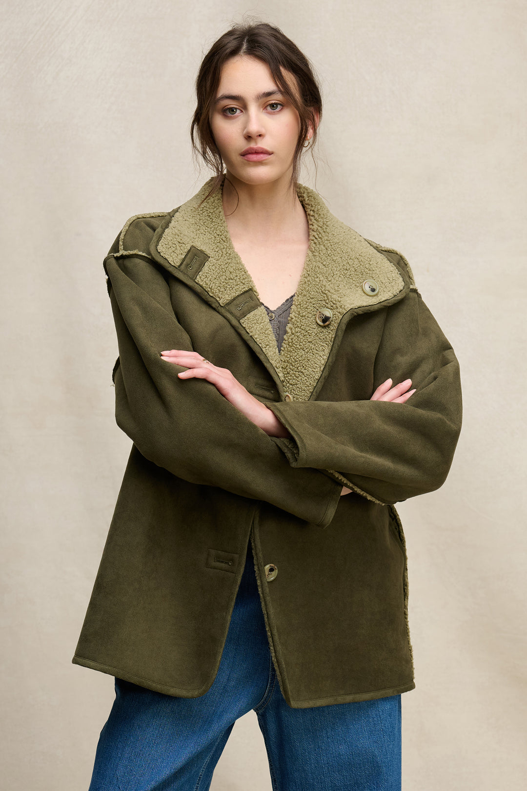 SHONA REVERSIBLE LUX SHERPA JACKET - VELVET