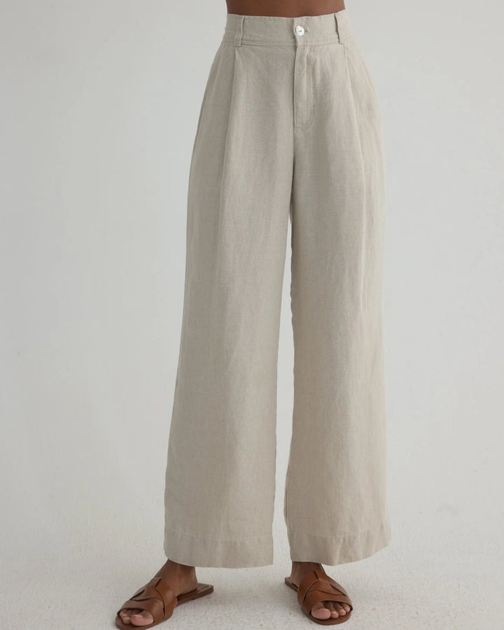 PLEATED WIDE LEG ANKLE PANT - BELLA DAHL