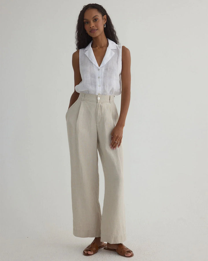 PLEATED WIDE LEG ANKLE PANT - BELLA DAHL