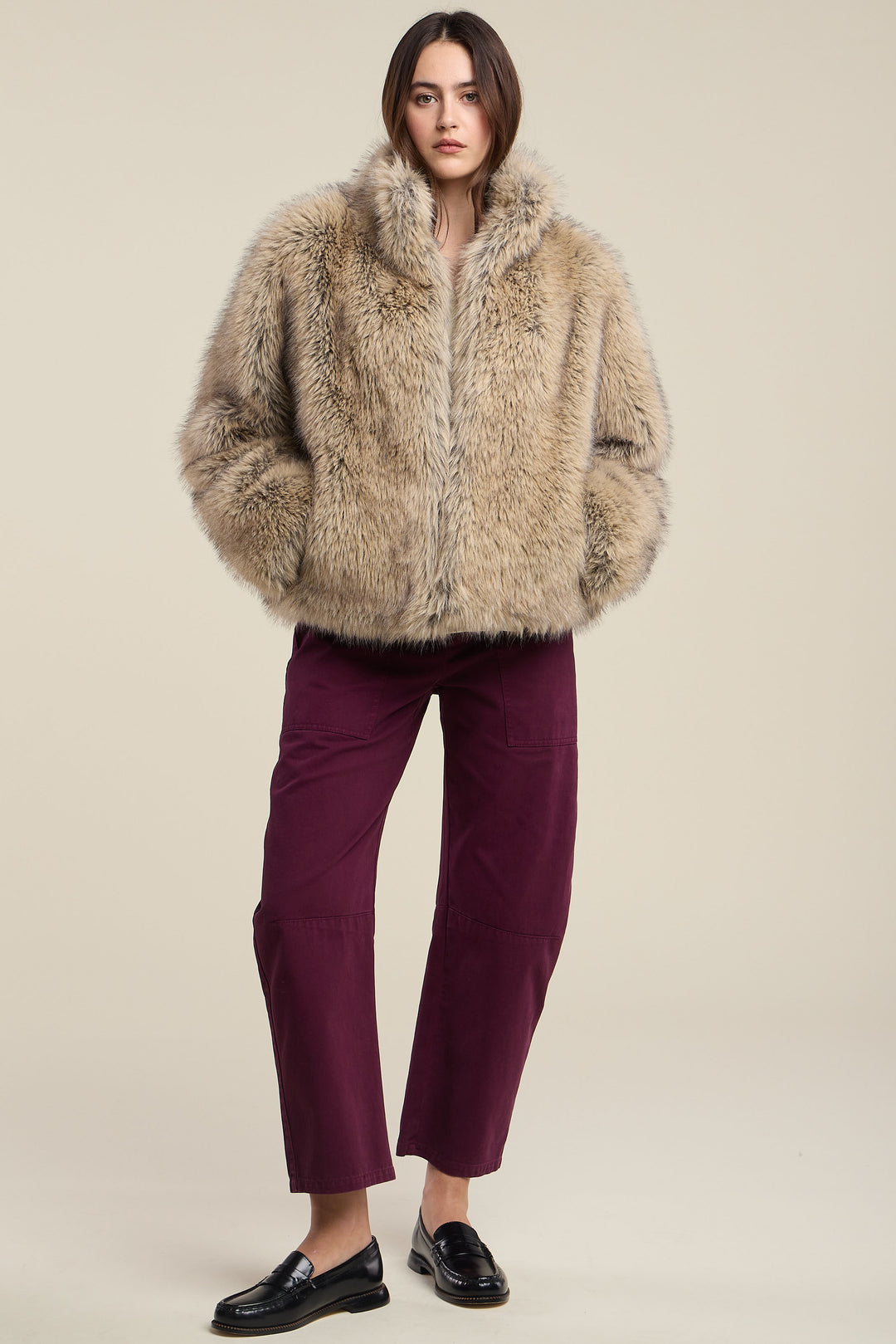 NOELLE LUX FUR JACKET (TAUPE) - VELVET