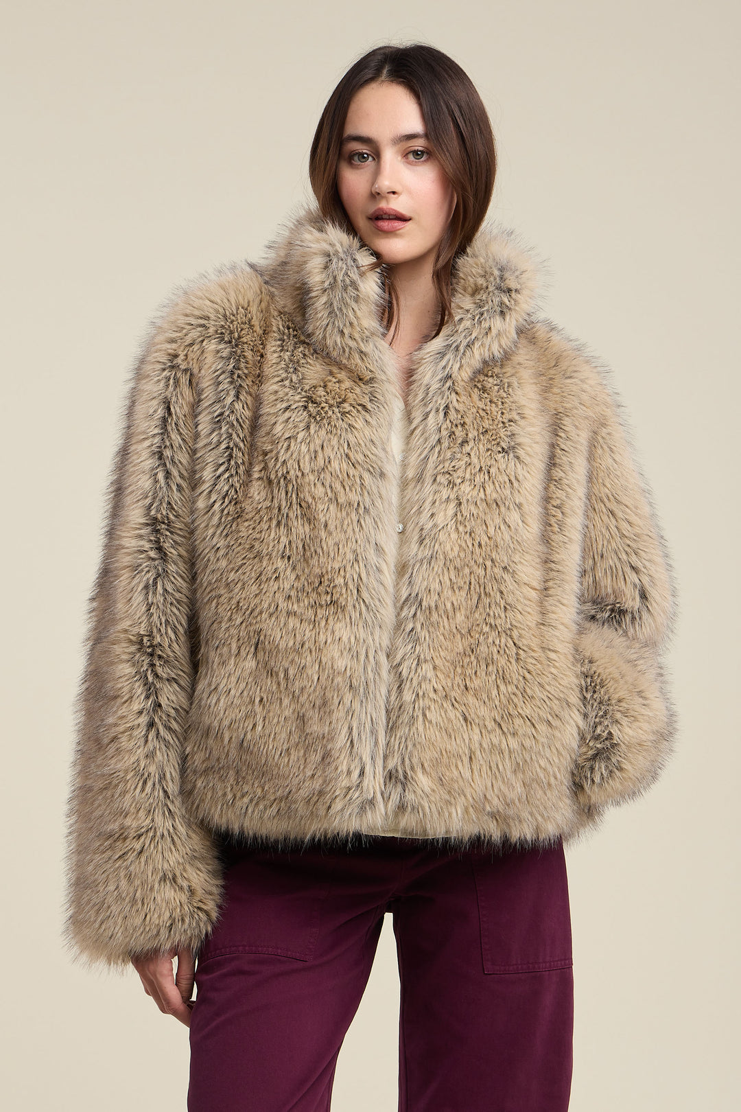 NOELLE LUX FUR JACKET (TAUPE) - VELVET