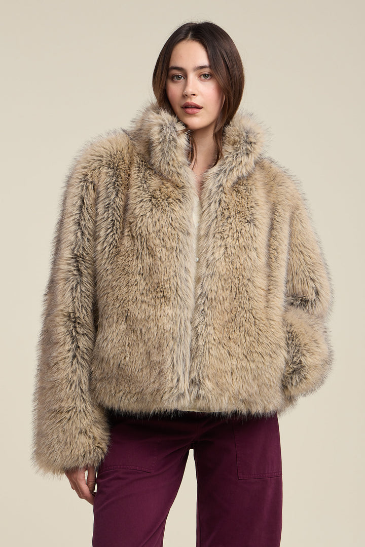NOELLE LUX FUR JACKET (TAUPE) - VELVET