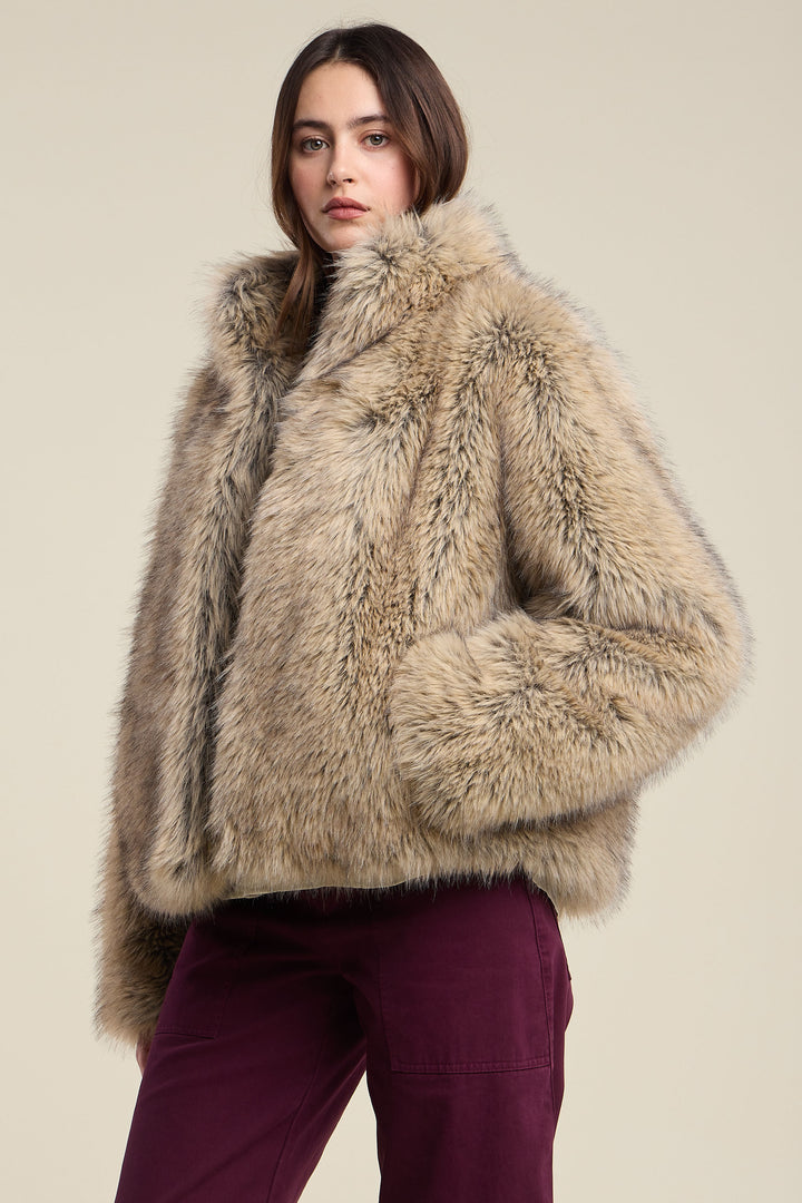 NOELLE LUX FUR JACKET (TAUPE) - VELVET