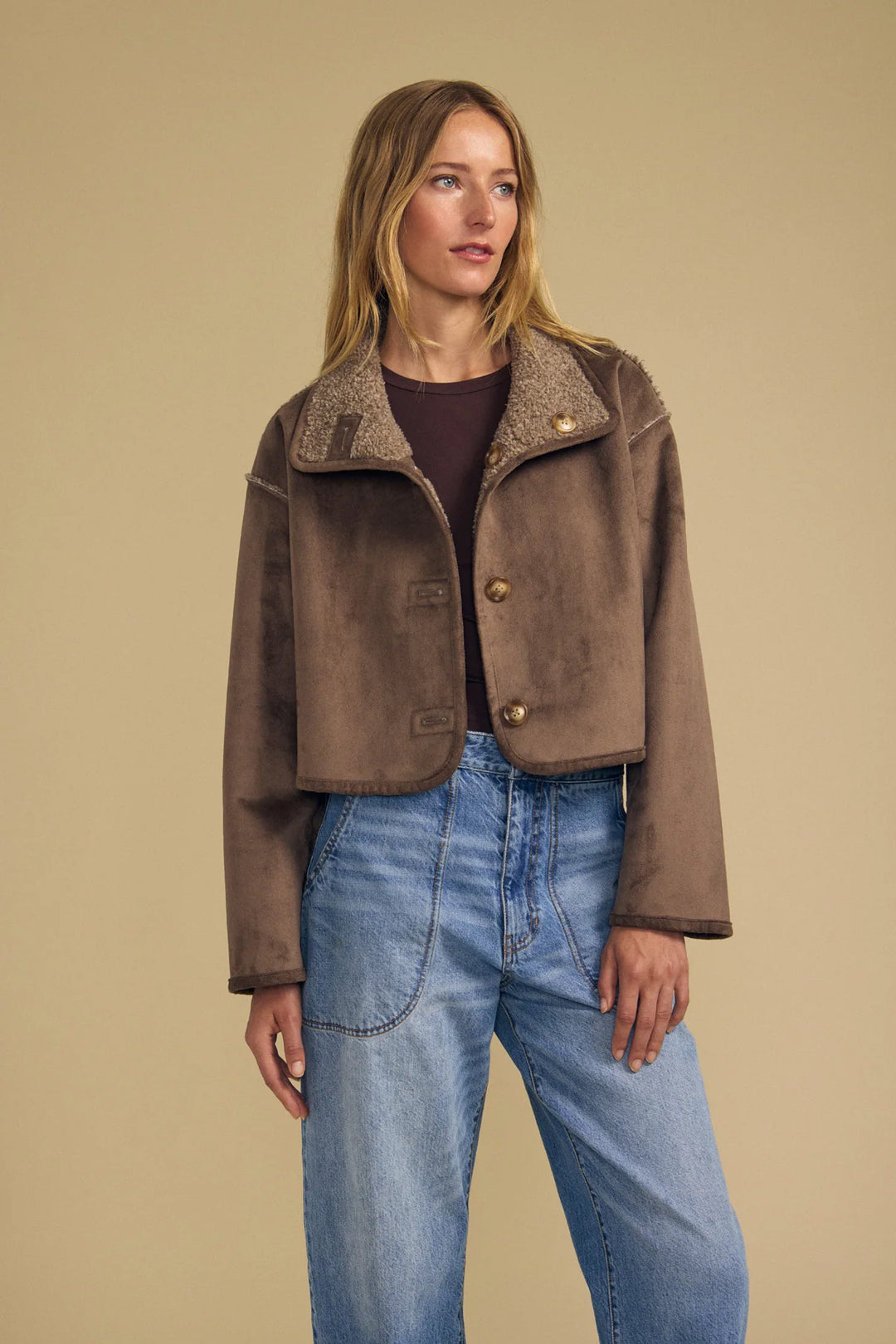 ESME LUX SHERPA JACKET (FADED COCO) - VELVET