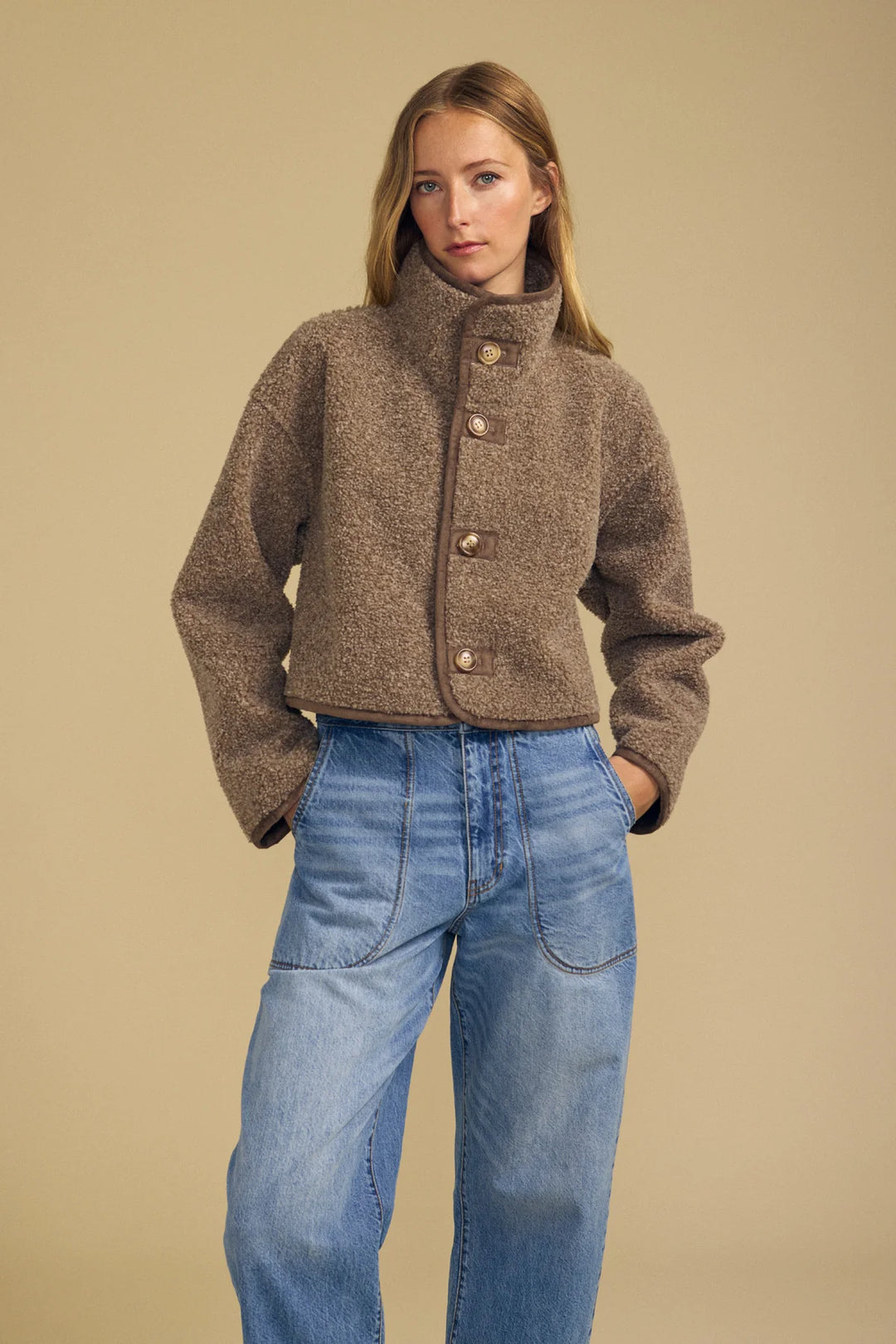 ESME LUX SHERPA JACKET (FADED COCO) - VELVET