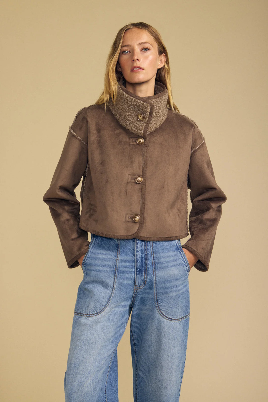 ESME LUX SHERPA JACKET (FADED COCO) - VELVET
