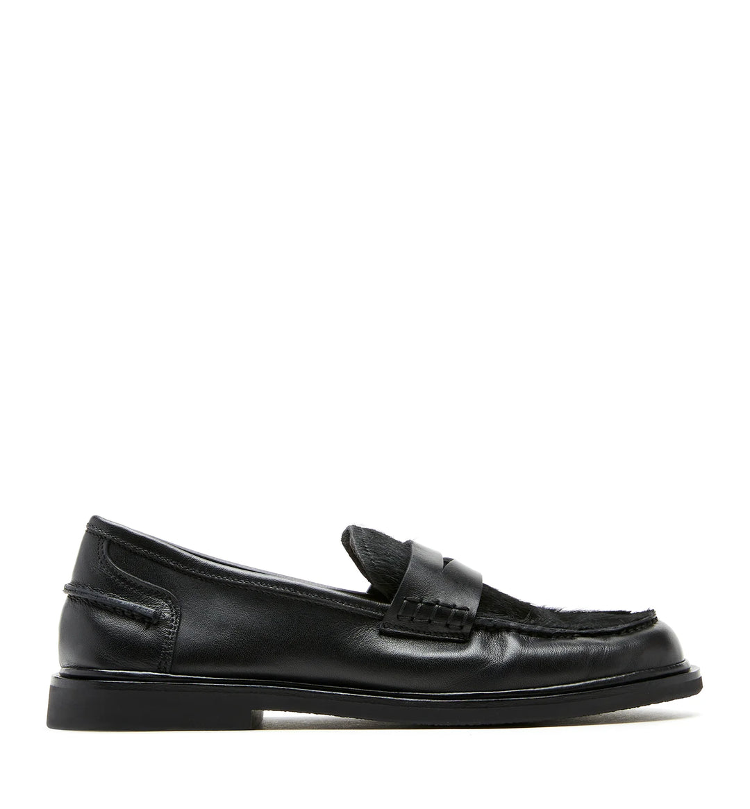 MAGNOLIA PONY HAIR LEATHER LOAFER (BLACK) - LA CANADIENNE