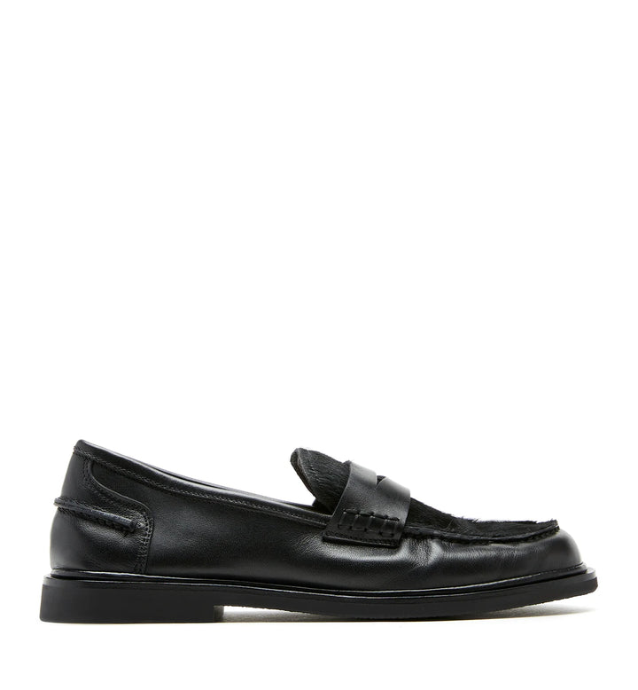 MAGNOLIA PONY HAIR LEATHER LOAFER (BLACK) - LA CANADIENNE