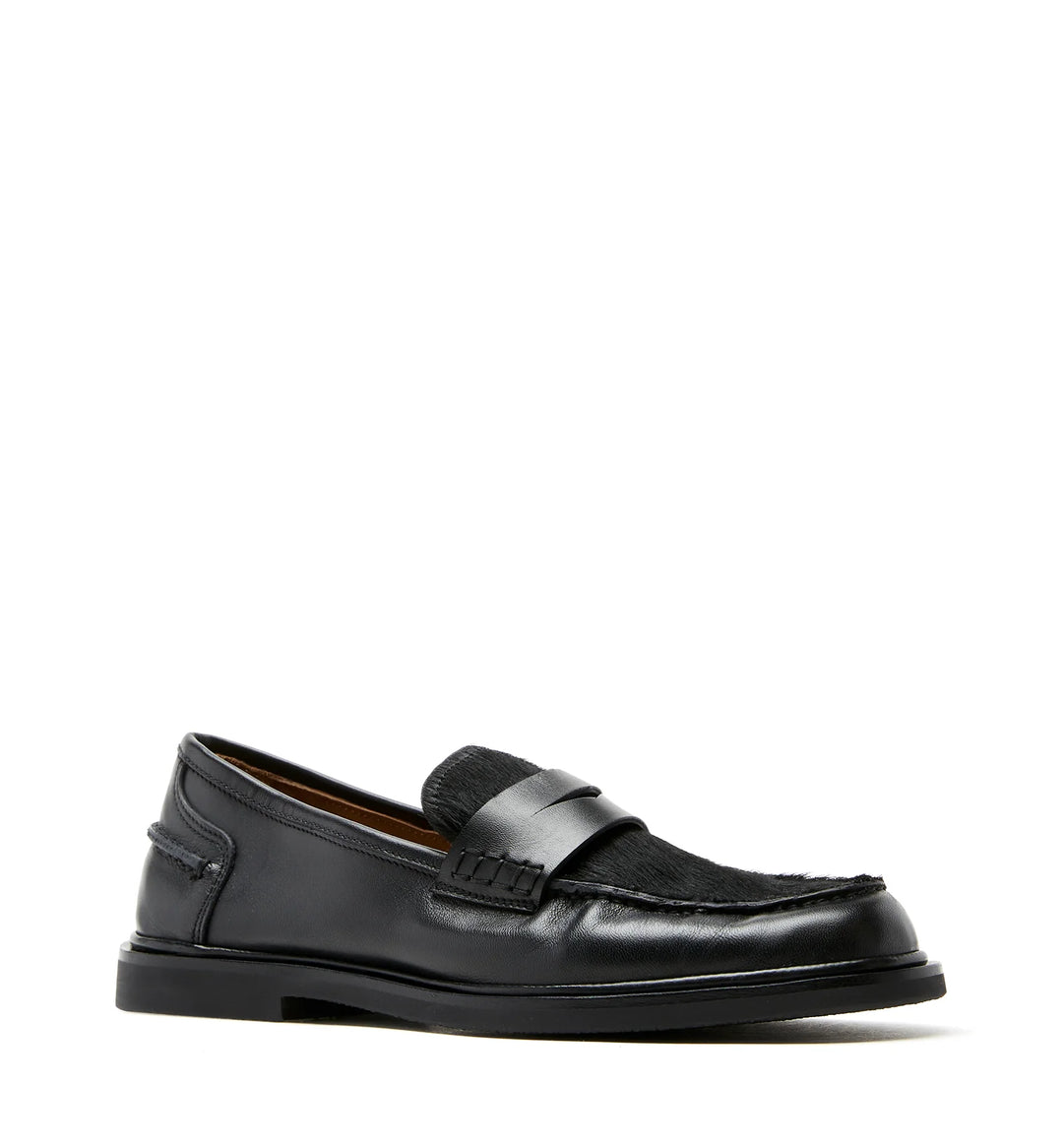 MAGNOLIA PONY HAIR LEATHER LOAFER (BLACK) - LA CANADIENNE