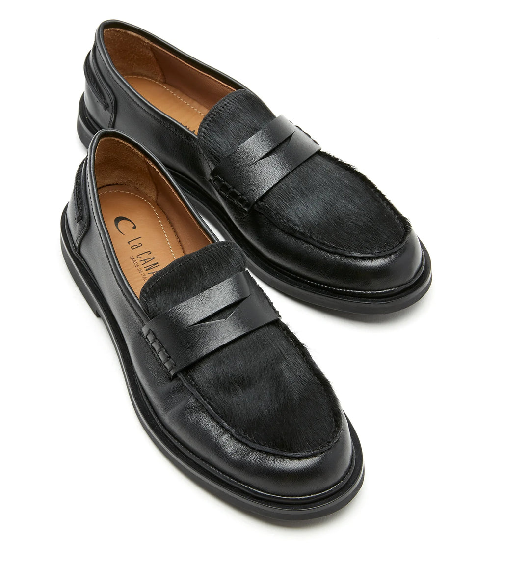 MAGNOLIA PONY HAIR LEATHER LOAFER (BLACK) - LA CANADIENNE