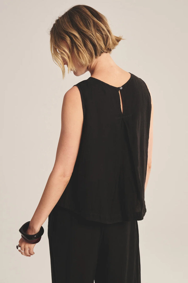 MAXINE WOVEN LINEN TOP (BLACK) - VELVET