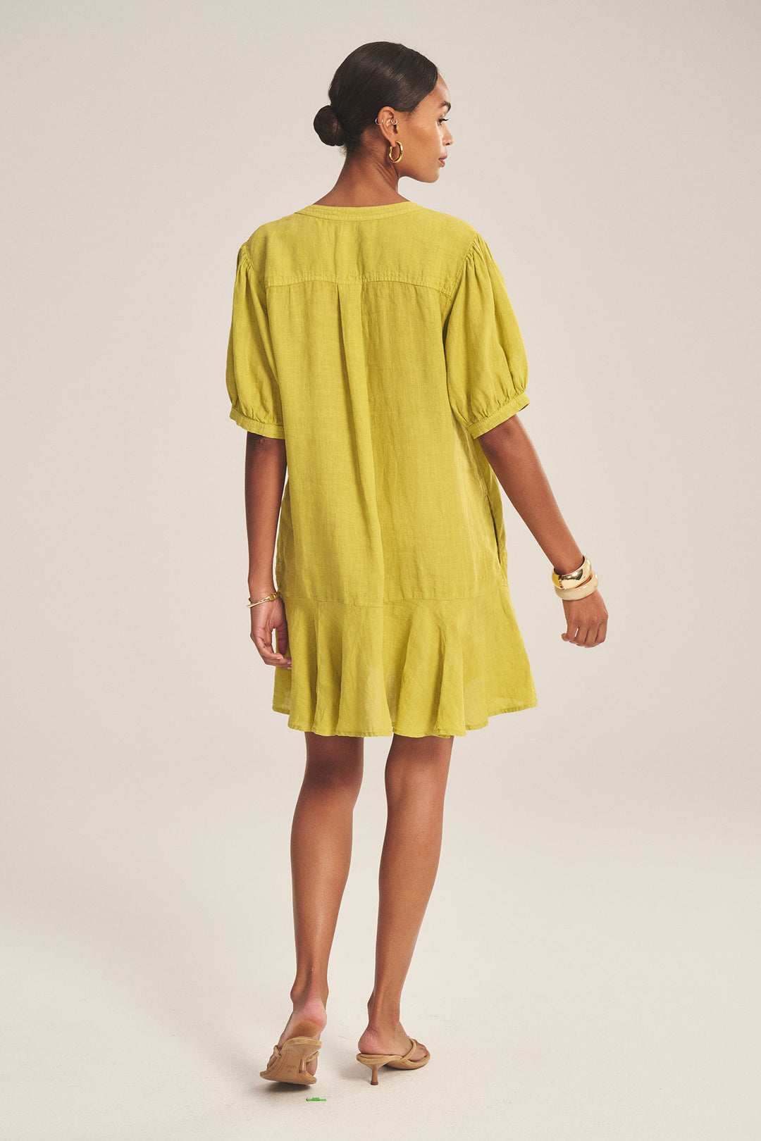 MEADOW WOVEN LINEN DRESS (CITRON) - VELVET
