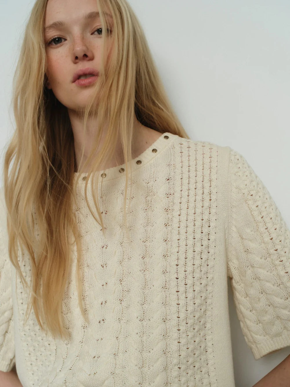 KARA SHORT SLEEVE SWEATER (CREAM) - MELISSA NEPTON
