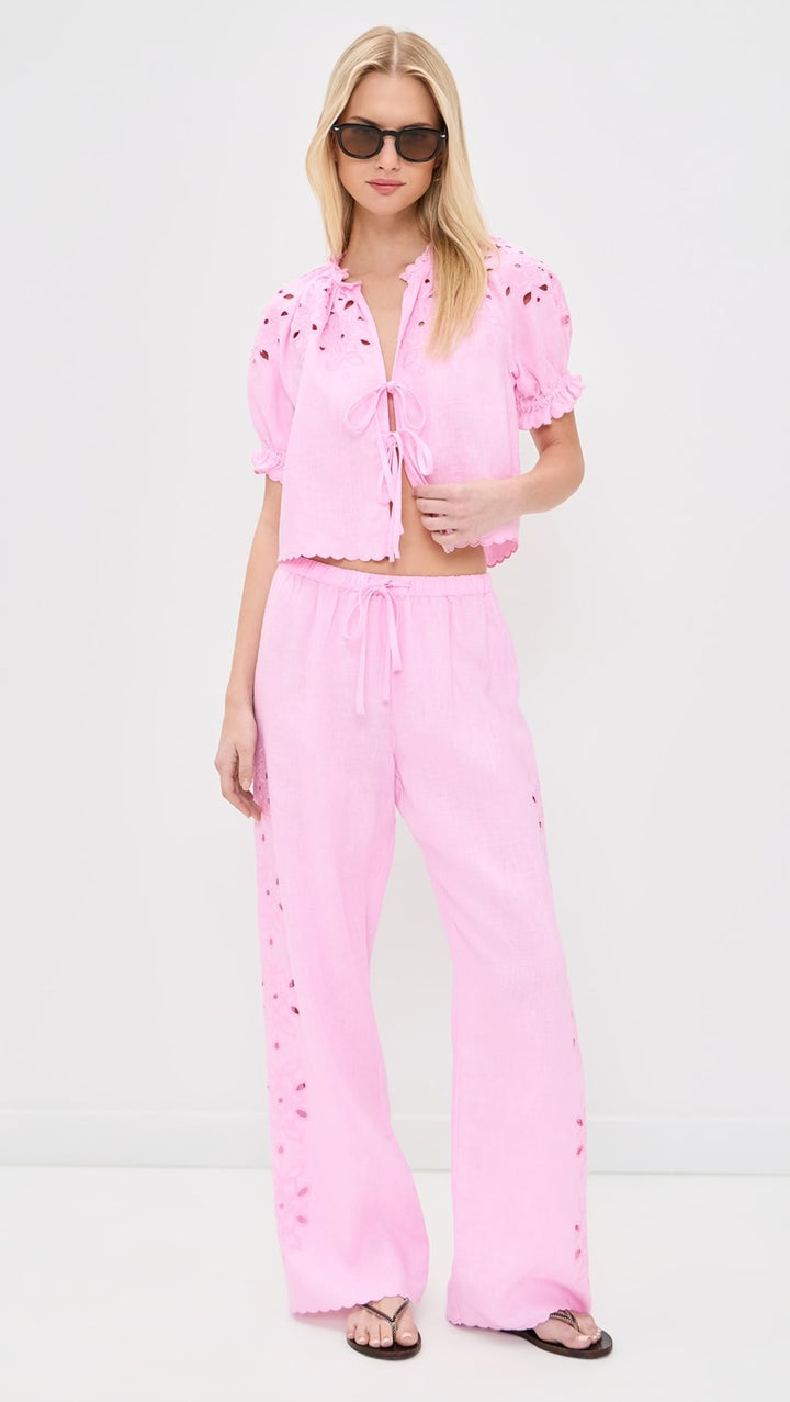 MIRINA FLORAL CUTWORK PANT (CHERRY BLOSSOM) - RAILS