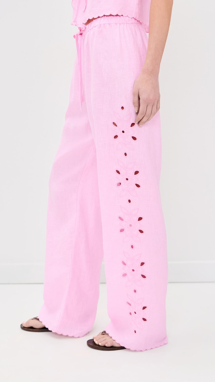 MIRINA FLORAL CUTWORK PANT (CHERRY BLOSSOM) - RAILS