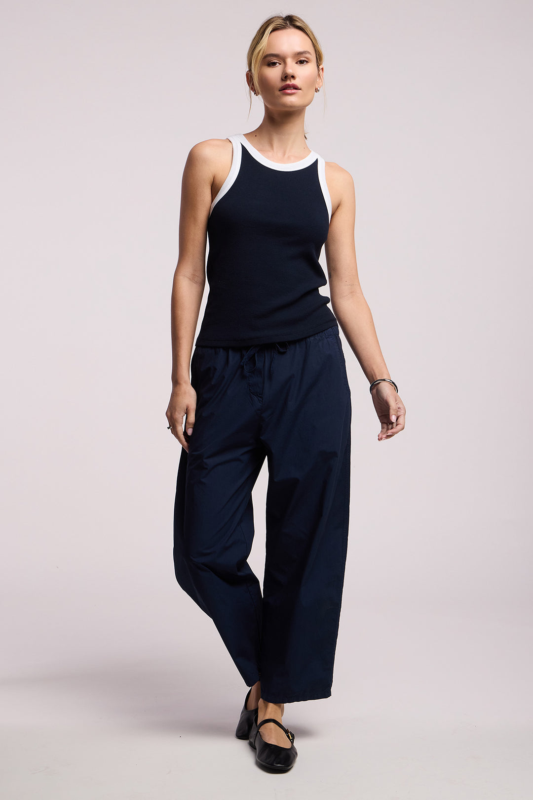 LINDY MODAL RIB TANK (NAVY/WHITE) - VELVET