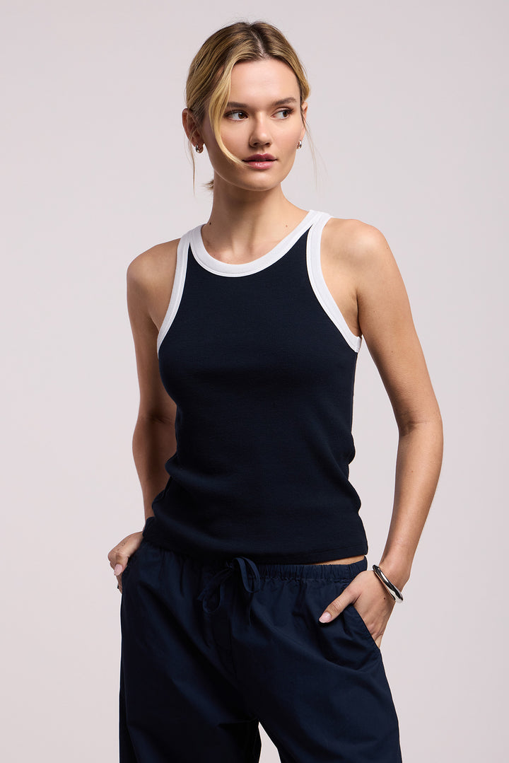 LINDY MODAL RIB TANK (NAVY/WHITE) - VELVET