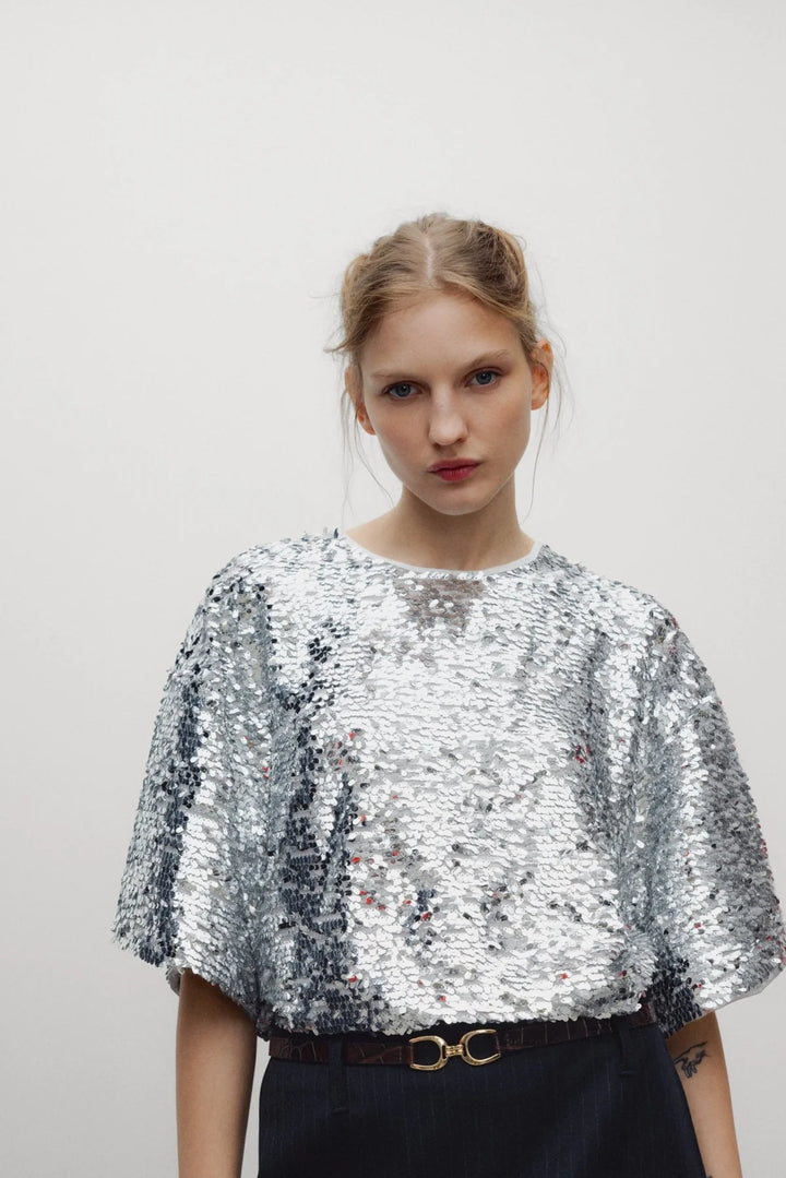 MUSE SEQUIN TOP (SILVER) - THE NEW SOCIETY