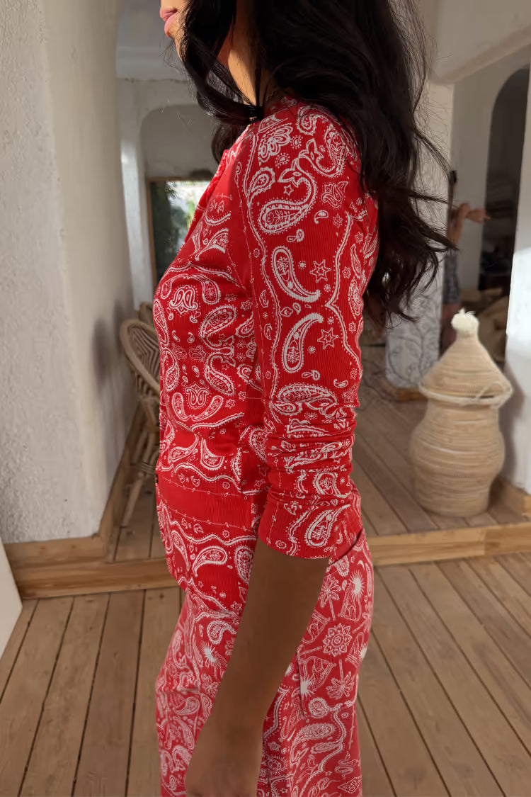 RED BANDANA ALEXA CARDIGAN - NEVER FULLY DRESSED