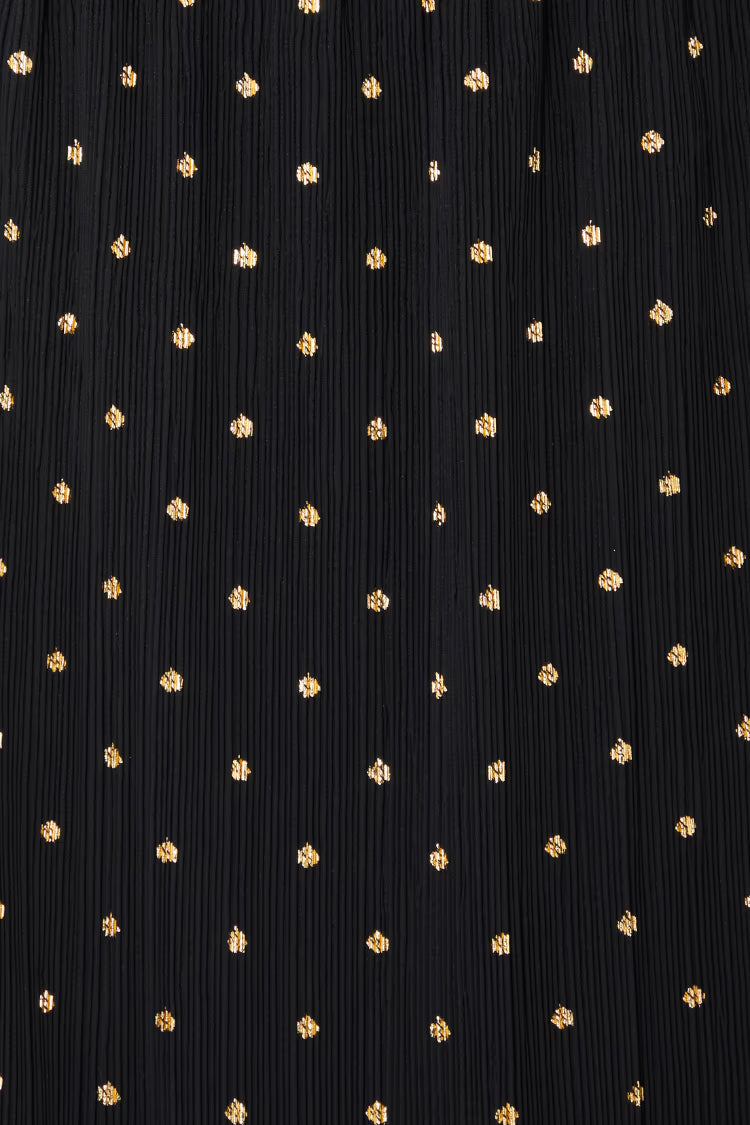 TILLY PLISSE DRESS WITH GOLD FLECK (BLACK) - NEVER FULLY DRESSED