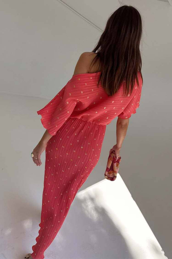PLISSE TILLY DRESS (CORAL) - NEVER FULLY DRESSED