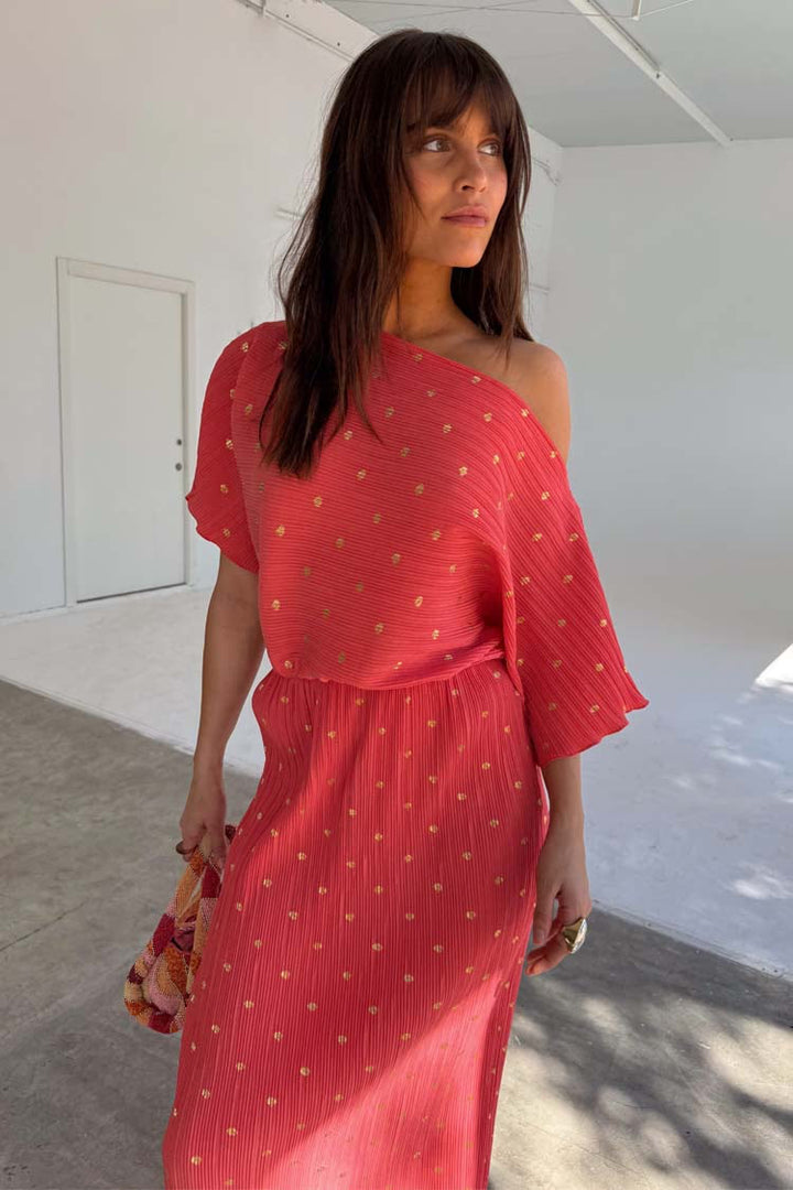 PLISSE TILLY DRESS (CORAL) - NEVER FULLY DRESSED