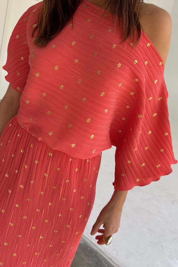 PLISSE TILLY DRESS (CORAL) - NEVER FULLY DRESSED