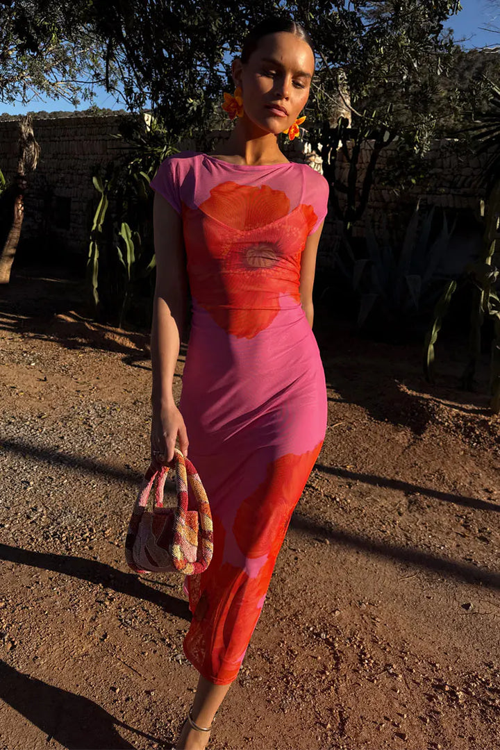 PINK POPPY SLEEVELESS MESH DRESS - NEVER FULLY DRESSED