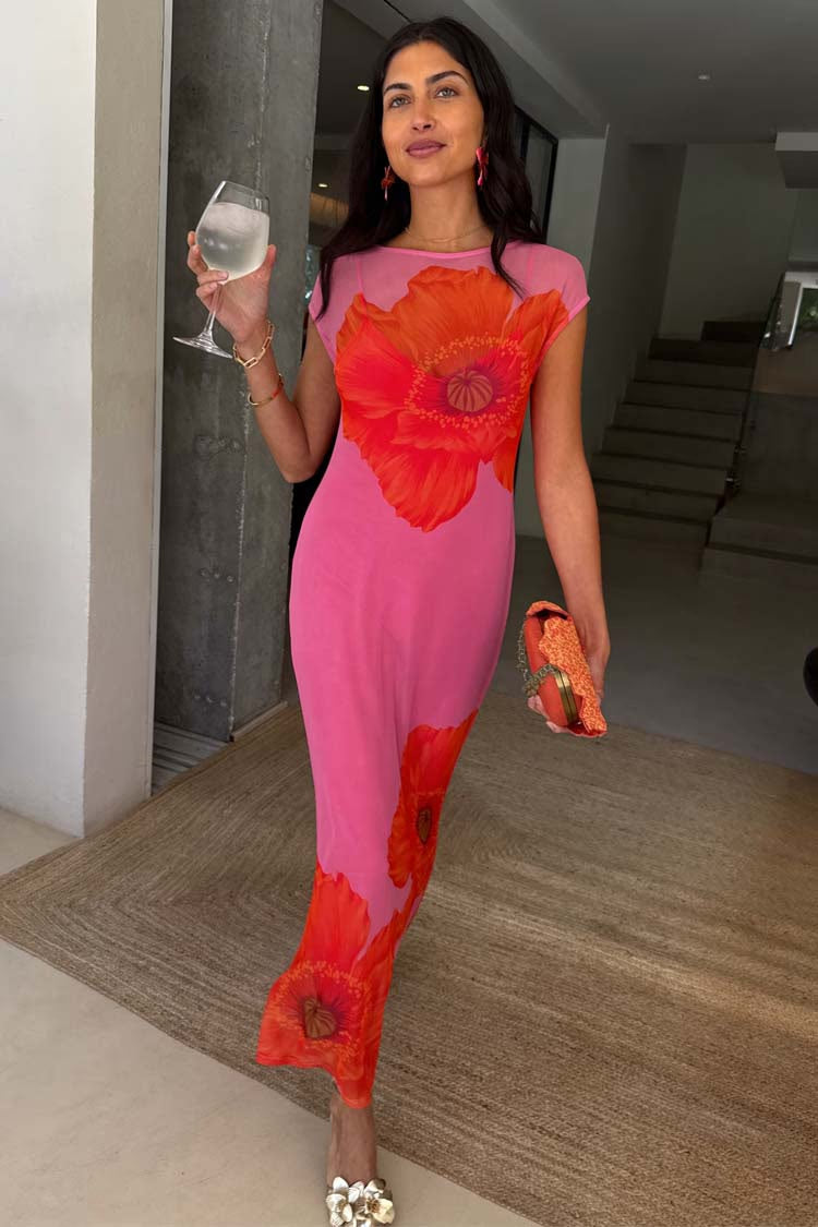 PINK POPPY SLEEVELESS MESH DRESS - NEVER FULLY DRESSED