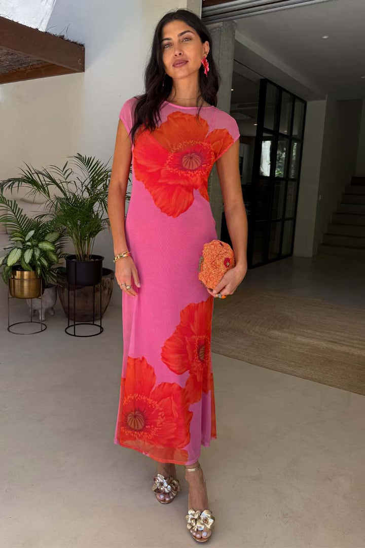 PINK POPPY SLEEVELESS MESH DRESS - NEVER FULLY DRESSED