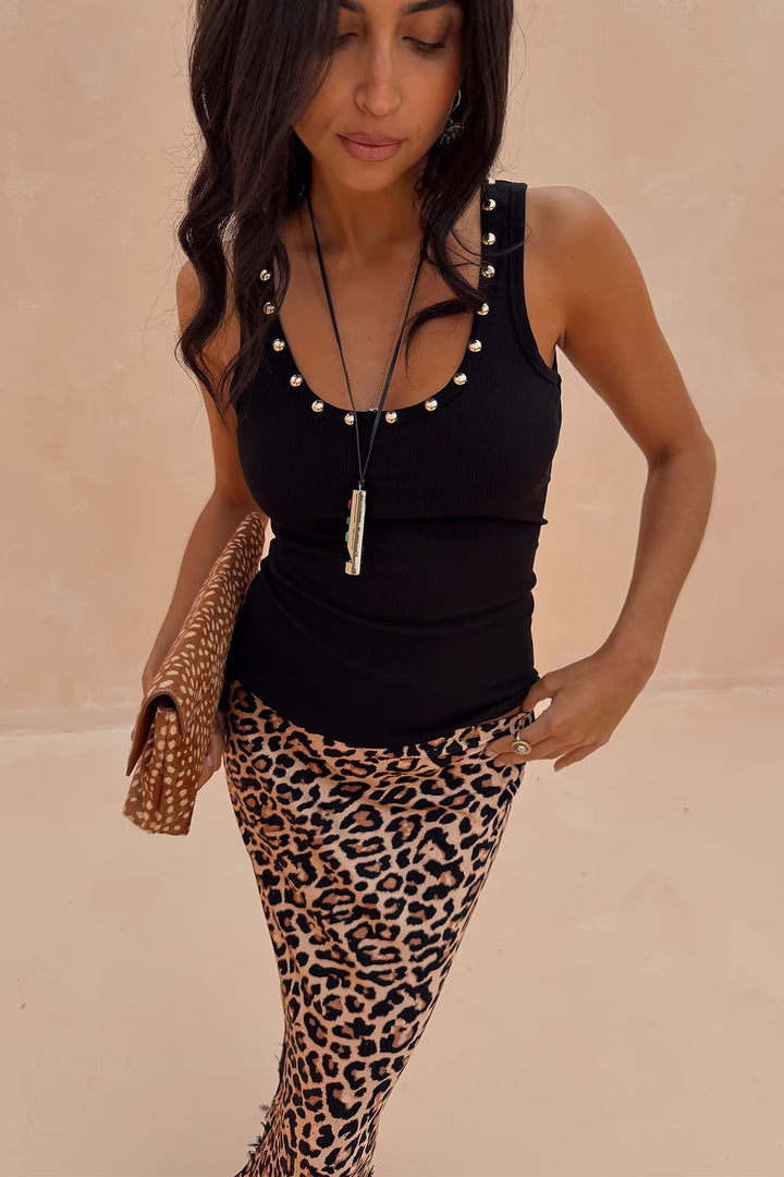 STUDDED RIB VEST (BLACK) - NEVER FULLY DRESSED