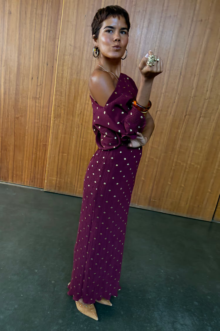 BURGUNDY TILLY DRESS - NEVER FULLY DRESSED