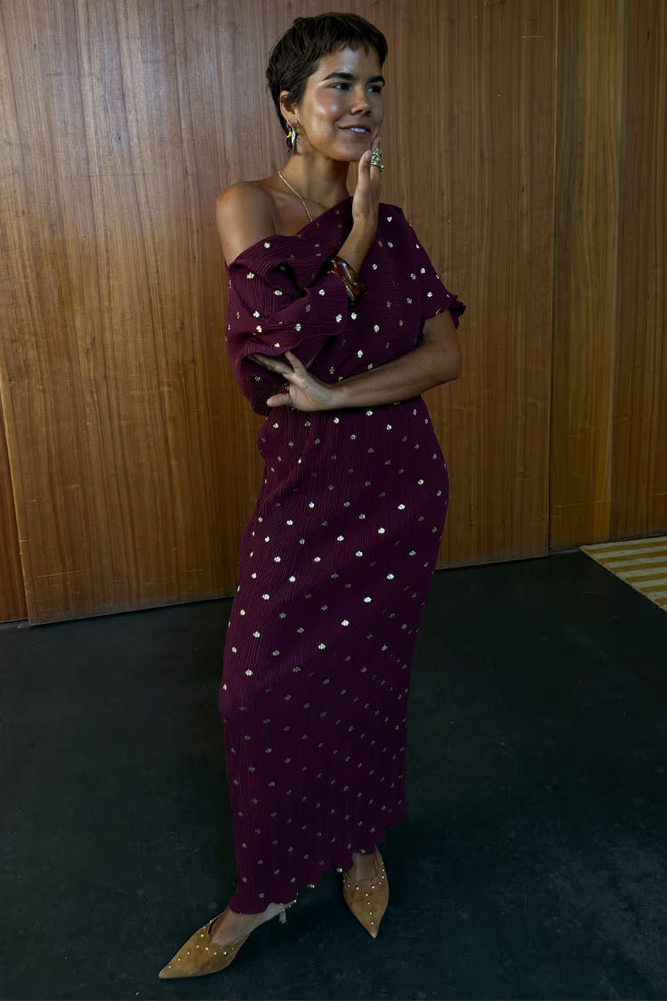 BURGUNDY TILLY DRESS - NEVER FULLY DRESSED