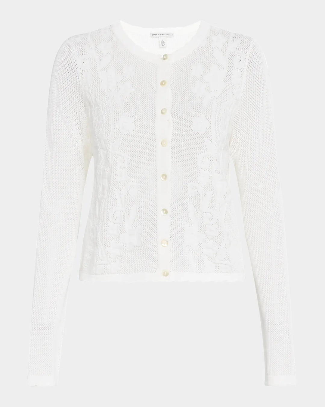 LONG SLEEVE MESH CARDIGAN WITH FLORAL MOTIF - AUTUMN CASHMERE