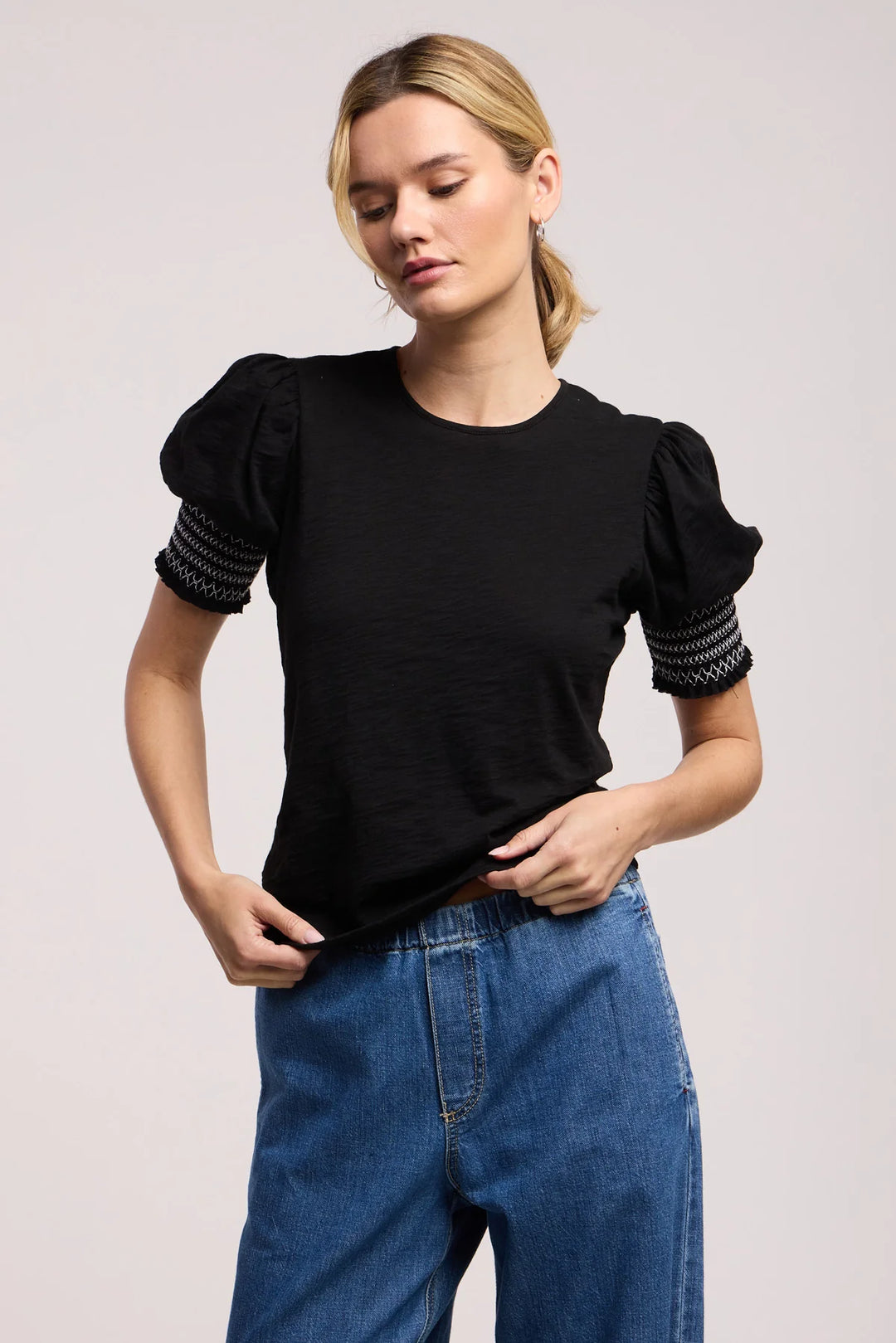 SUE COTTON SLUB TOP (BLACK) - VELVET