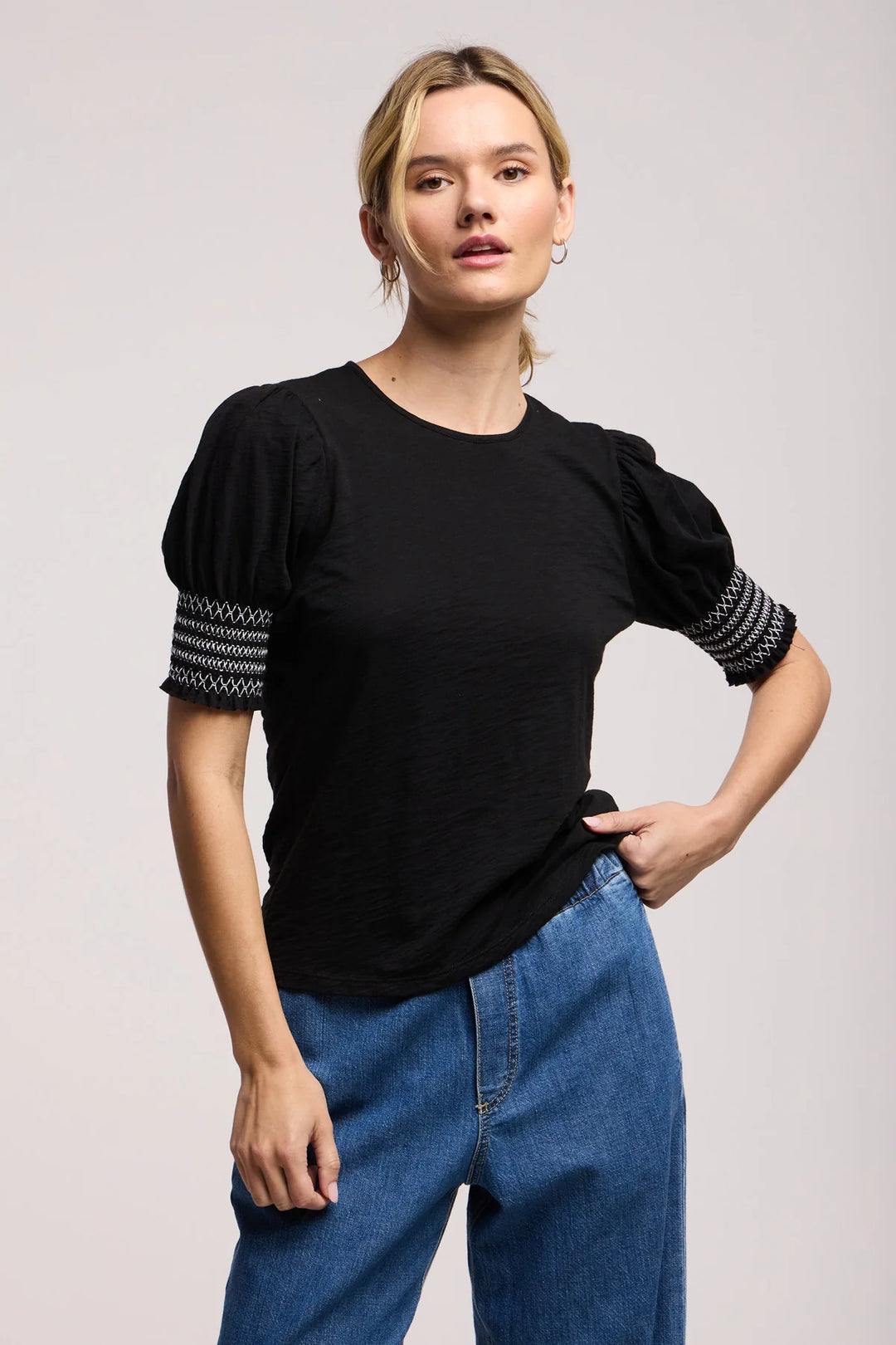 SUE COTTON SLUB TOP (BLACK) - VELVET