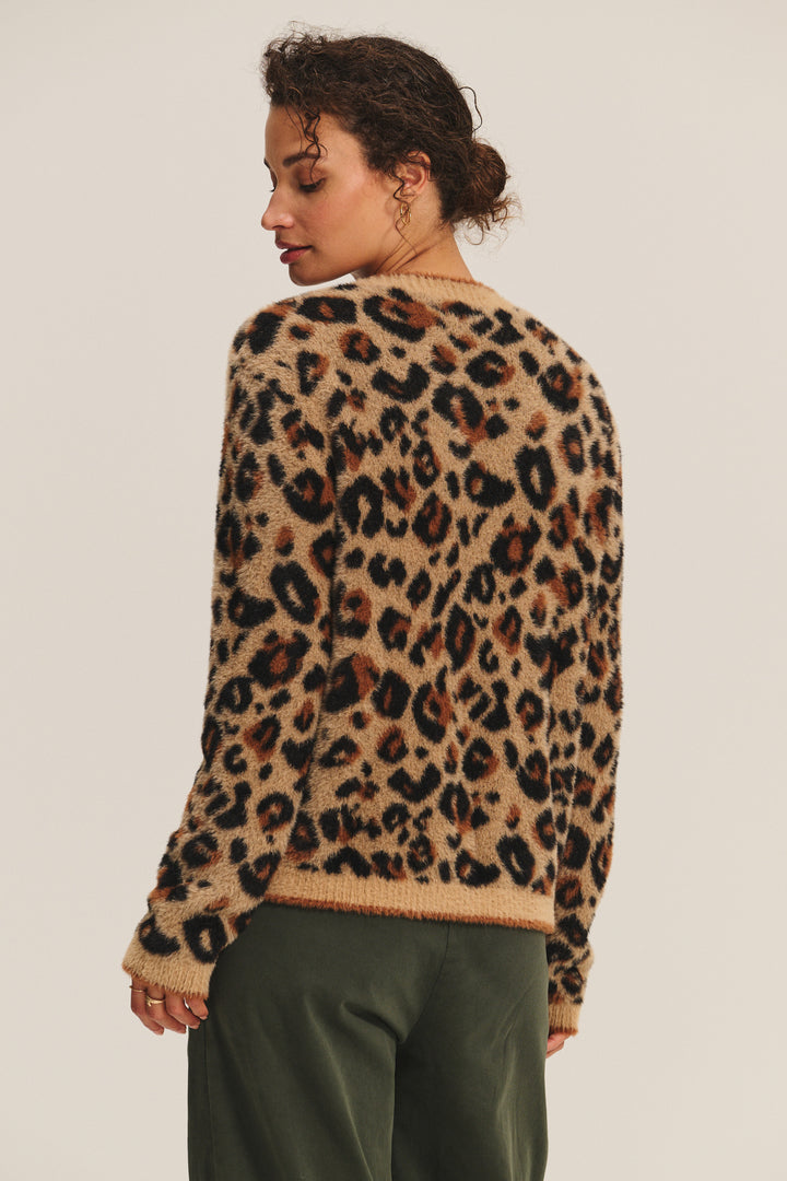 BETSY NOVELTY FEATHER JACQUARD SWEATER - VELVET
