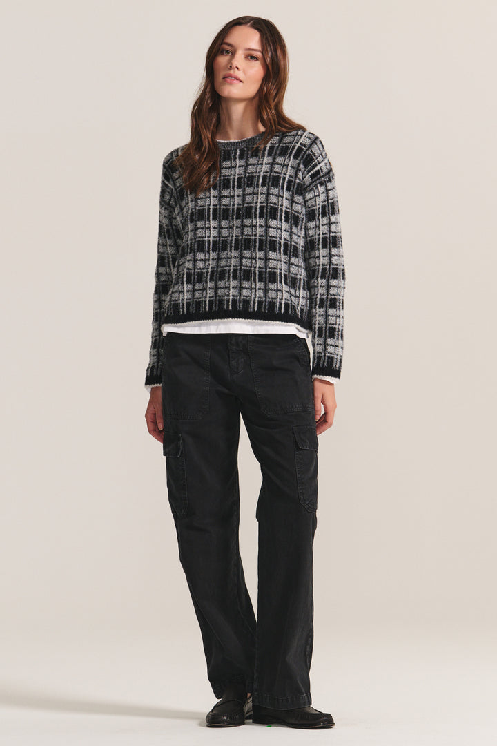 LACEY NOVELTY FEATHER JACQUARD SWEATER - VELVET