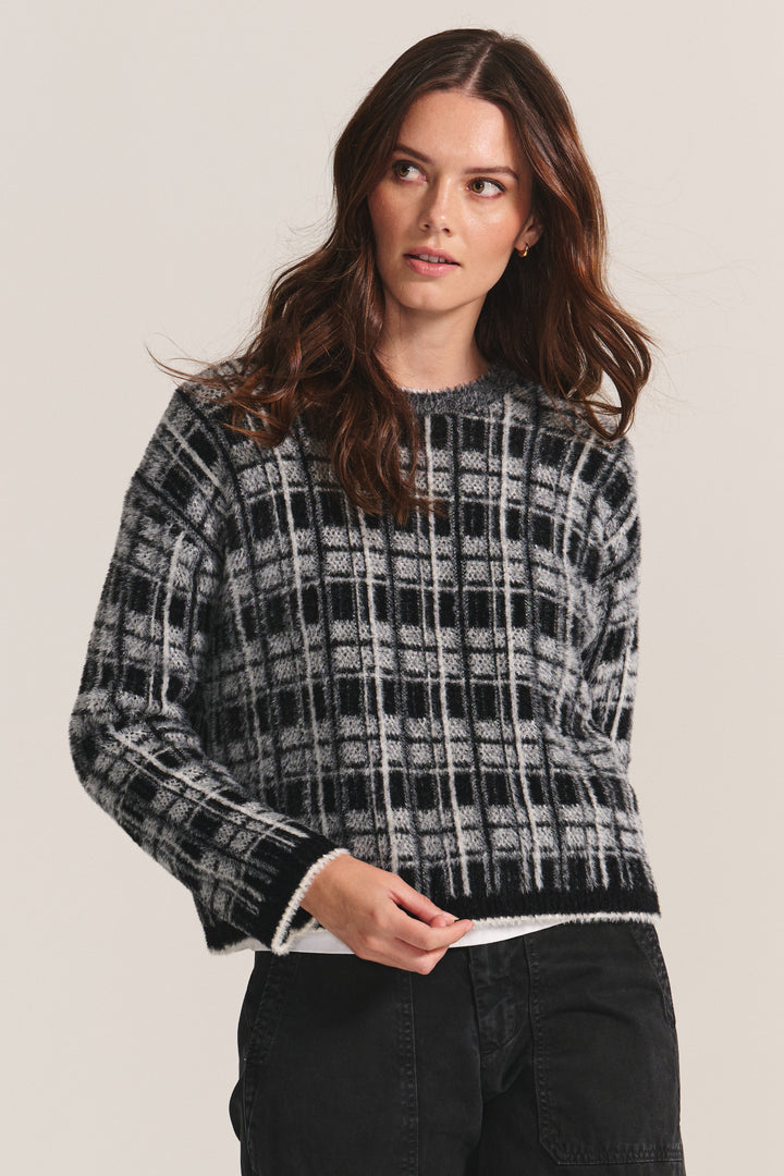 LACEY NOVELTY FEATHER JACQUARD SWEATER - VELVET
