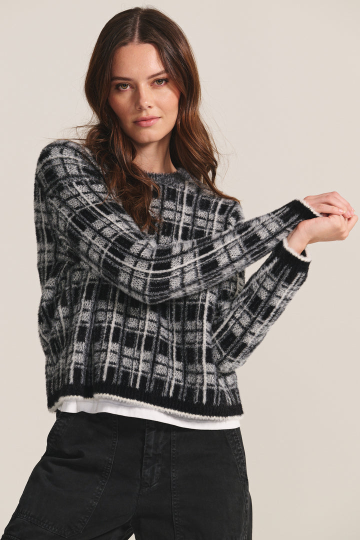 LACEY NOVELTY FEATHER JACQUARD SWEATER - VELVET