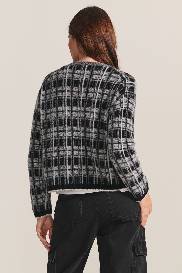 LACEY NOVELTY FEATHER JACQUARD SWEATER - VELVET