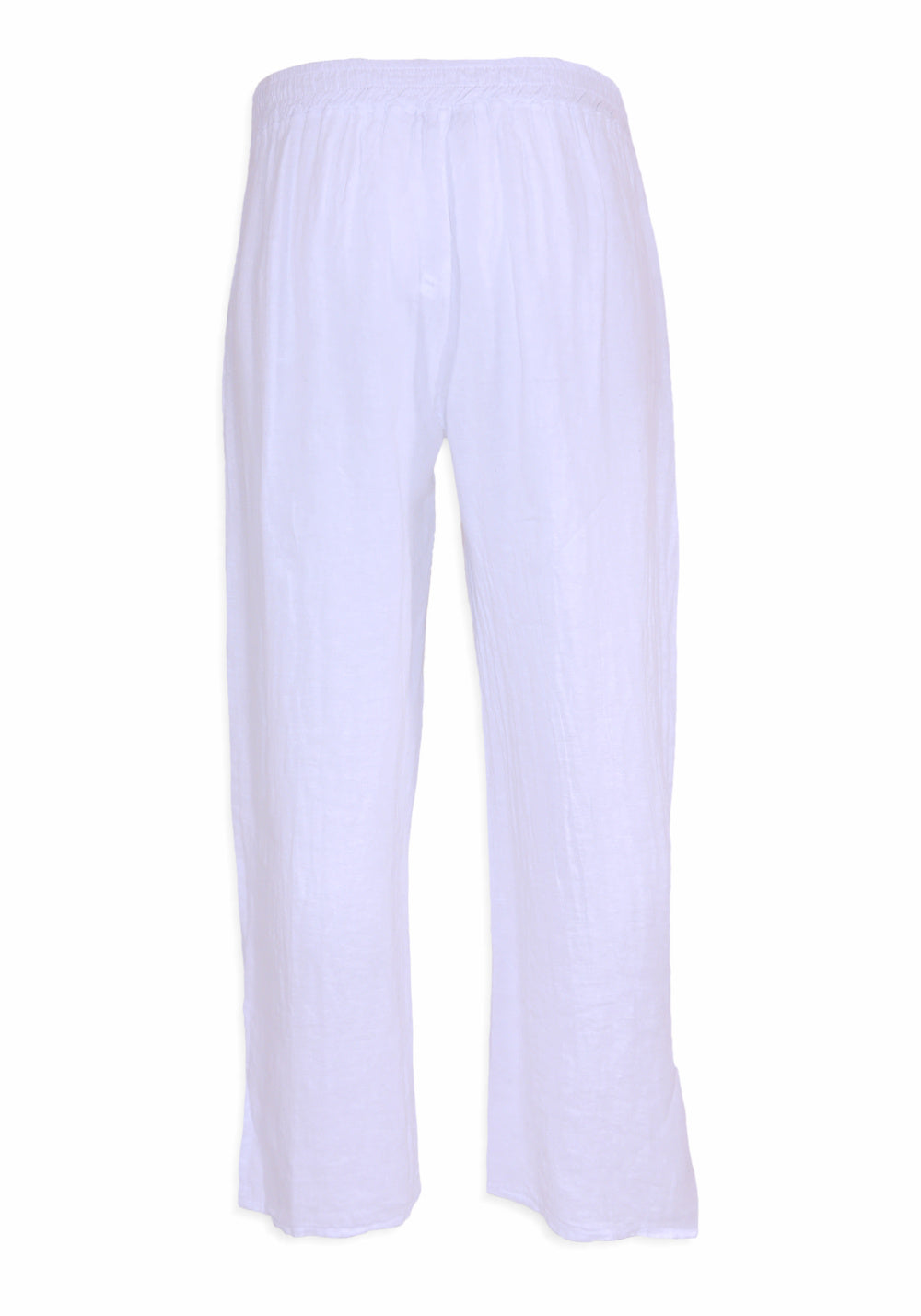 LINEN LOUNGE PANTS WITH SIDE SLITS (WHITE) - PISTACHE