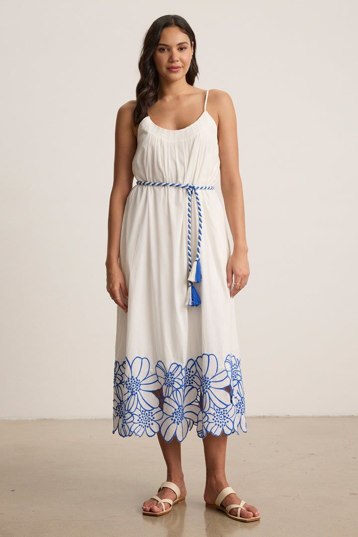 JULIETTE PLACED EMBROIDERY DRESS - VELVET